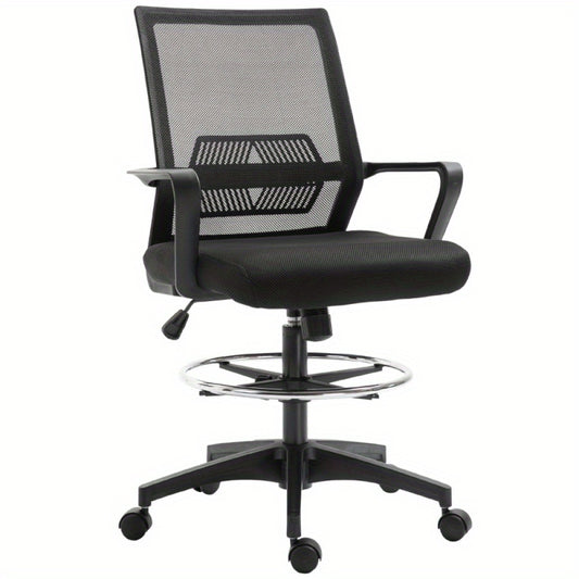 Bureaustoel – Office Chair – Draaistoel – Computerstoel – Bureaustoel – Ergonomisch – Verstelbare Voetensteun & Lendensteun – Mesh Rugleuning & Schommelfunctie – Zwart