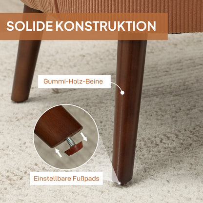 Fauteuil – Accentstoel – Loungestoel – Leunstoel – Zitstoel – Oranje Kleur – Rubberwood Poten – Inclusief Lendenkussen