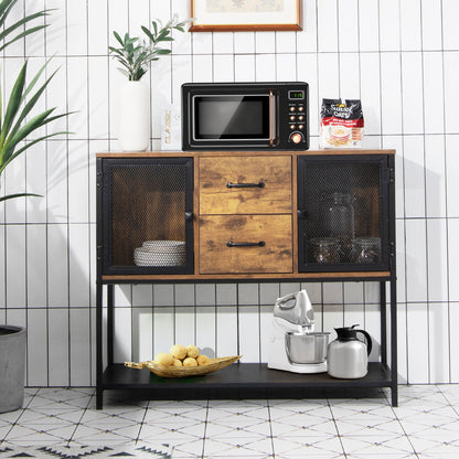 Dressoir – Ladekast – Opbergkast – TV-Meubel – Woonkamerkast – Industrieel Design – Hout En Zwart Staal – 100x35x85 cm