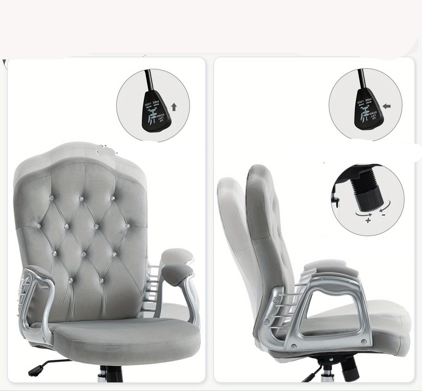 Ergonomische Bureaustoel – Comfortabele Werkstoel – Draaistoel – Bureaustoel Met Schommelfunctie – Verstelbare Zithoogte – Lichtgrijs Polyester – Max. 120 kg Belastbaar – Ademend En Stevig