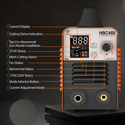 Plasma Snijmachine – Plasma Cutter – Metaalsnijder – Pilot Arc Snijder – 45Amp Snijapparaat Oranje – IGBT Inverter Technologie – Groot Digitaal Display