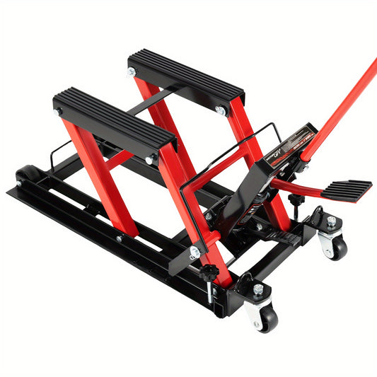 Motorbokstandaard – Motorstandaard – Paddockstand – Motorfietsstandaard – Motorfietsbok – Hydraulisch Inklapbaar – 680 kg Draagkracht – Vier Wielen Voor Stabiliteit