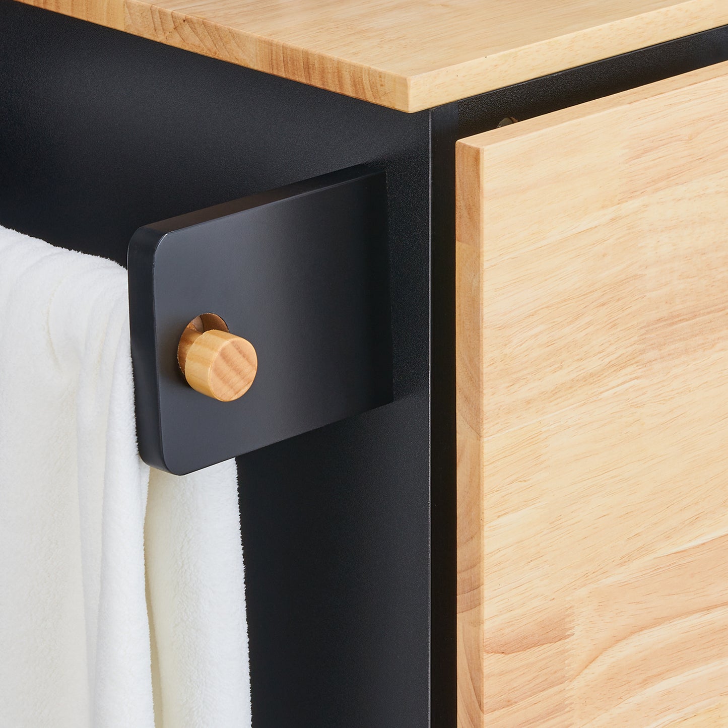 Keukenwagen – Keukentrolley – Serveerwagen – Keukenstation – Opbergkast – Mobiel met Wieltjes – Hoogwaardig Rubberwood Werkblad – Uitklapbaar Blad voor Extra Tafelruimte