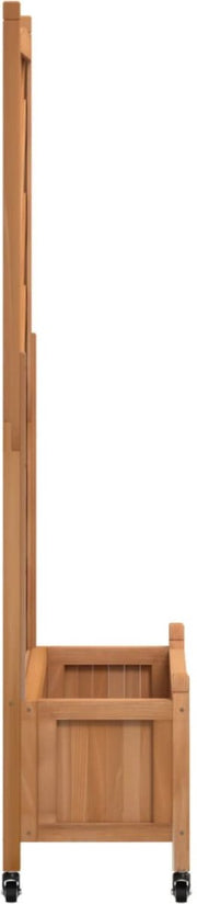 Plantenbak met klimrek - Bloembak - Weerbestendig - Plantenrek - Met trellis - Met wieltjes - Buiten - Hout - 91 Liter - Bruin
