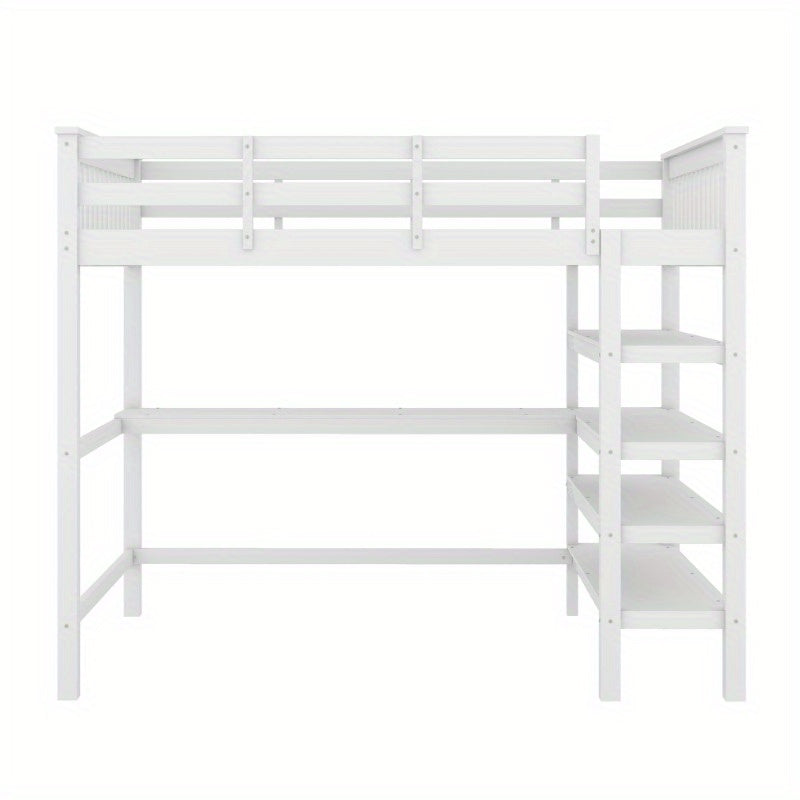 Hoogslaper – Stapelbed – Bedbank – Loftbed – Bed Compleet – Met Ingebouwd Bureau – Geschikt Voor Matras 140x200 cm – Stevig Metalen Frame – Ruimtebesparend Design
