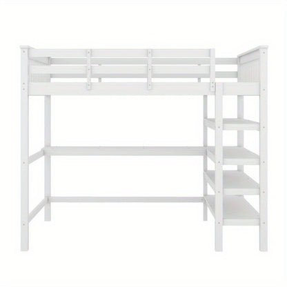 Hoogslaper – Stapelbed – Bedbank – Loftbed – Bed Compleet – Met Ingebouwd Bureau – Geschikt Voor Matras 140x200 cm – Stevig Metalen Frame – Ruimtebesparend Design