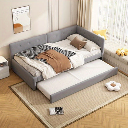 Daybed – Slaapbank – Uittrekbed – Logeerbed – Eenpersoonsbed – Minimalistisch Design – Uittrekbaar Bed 90x200 cm – Stevig Kunststof Frame Grijs