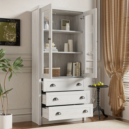 Halgangkast – Opberger – Schoenenkast – Kast – Bergkast – Wit – Hoog Slank Design – Bamboe Met Glazen Deur