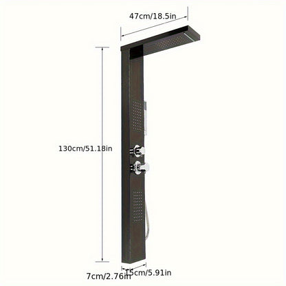 Douchewand RVS – Douchepaneel – Douchewand Glas – Douchecabine – Douchedeur – 130 cm Hoog – Waterbesparende 4-in-1 Douchekop – Afneembare Handdouche