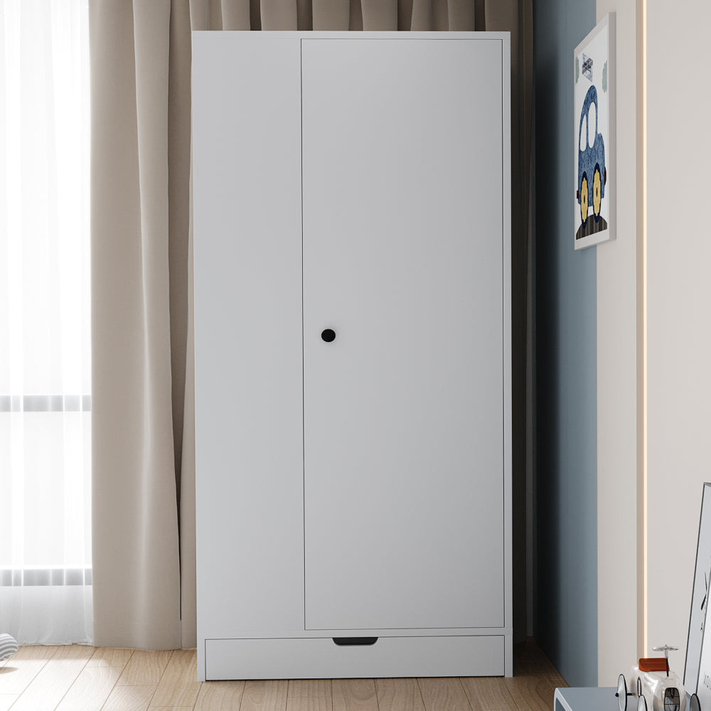Kledingkast – Garderobekast – Opbergkast – Draaideurkast – Slaapkamerkast – 70x40x170 cm – Met Planken en Lades – Stevige Metalen Constructie – Strak Wit Design