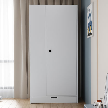 Kledingkast – Garderobekast – Opbergkast – Draaideurkast – Slaapkamerkast – Compact 70x40x170 cm – Metalen Constructie Wit