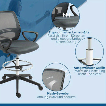 Bureaustoel – Ergonomische Stoel – Office Chair – Gamingstoel – Computerstoel – Verstelbare Hoogte – Comfortabele Lendensteun