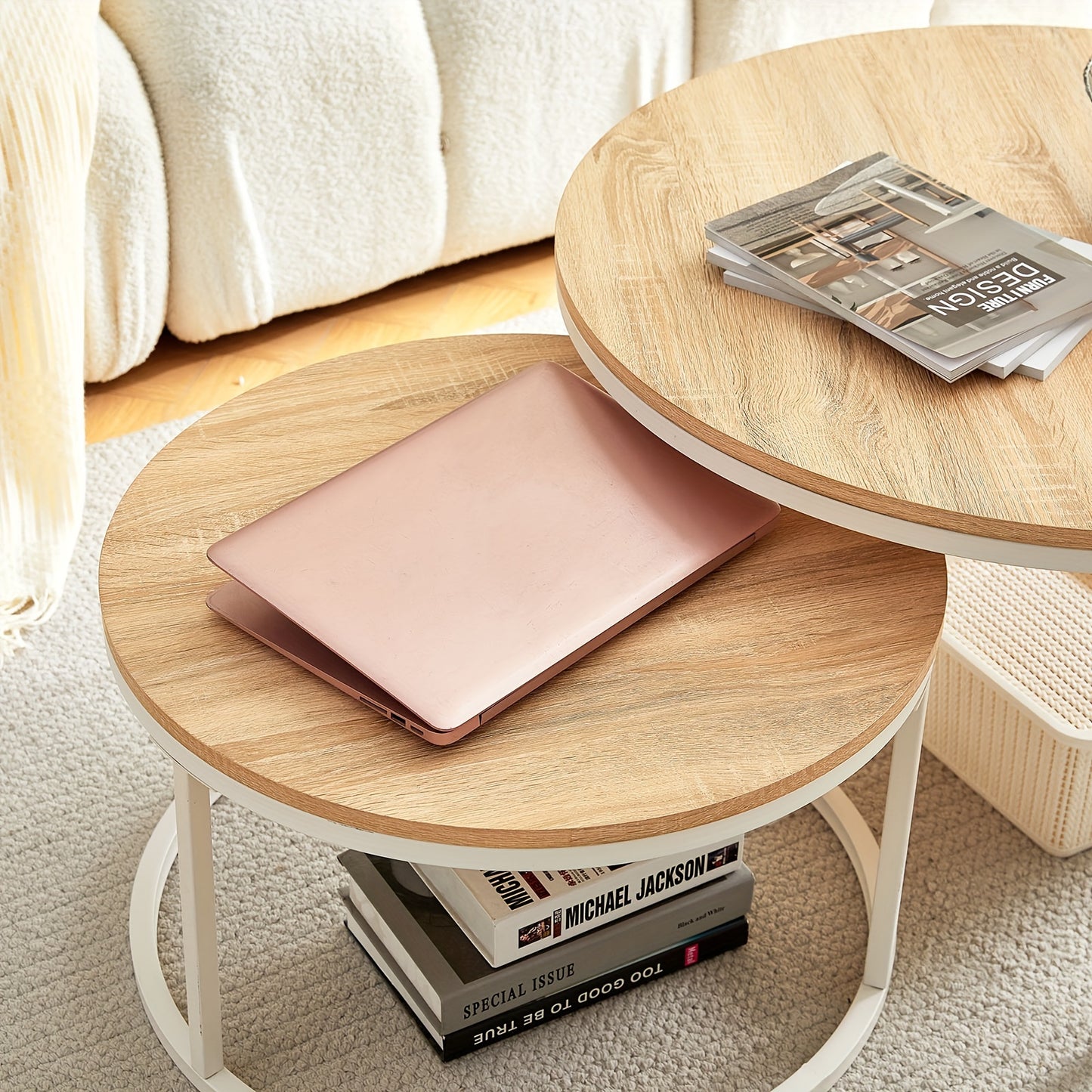 Salontafel Set – Bijzettafels – Nesting Tafels – Koffietafels – Ronde Tafels – Beukenhout MDF – Ruimtebesparend Design – Set Van 2 - QUORE