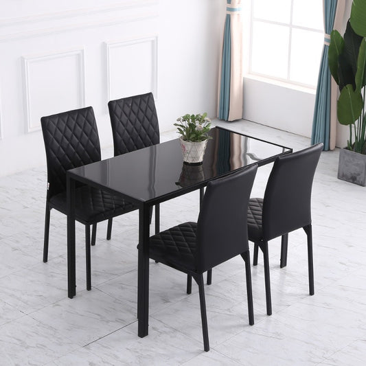 Eetkamerstoel – Keukenstoel – Stoel – Zitstoel – Designstoel – Zwarte Gestoffeerde Zitting – Stalen Poten – 41x50x91 cm