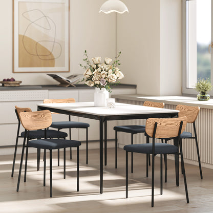 Eetkamerstoelen – Stoelen – Dining Stoelen – Armloze Stoelen – Linnen Stoelen – Grijs – Set van 2 – Met Metalen Poten – Onderhoudsvriendelijk Linnenlook