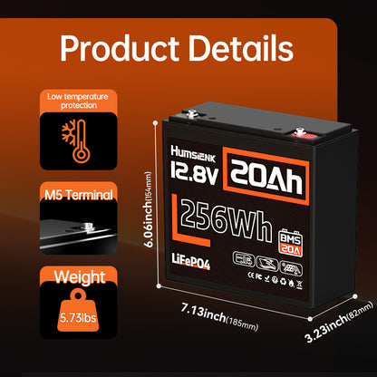 12V 20Ah LiFePO4 Accu – Lithium Accu – Camper Accu – Boot Accu – Zonne-energie Accu – Onderhoudsarm – 15000+ Laadcycli – 20A BMS Veiligheid