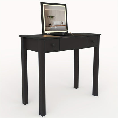Make-up tafel – Kaptafel – Schminktafel – Vanity – Make-up bureau – Zwart hout – Ingebouwde Spiegel – Met lades