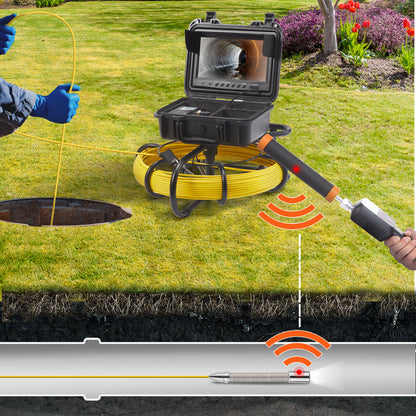 Rioolcamera – Inspectiecamera – Pijpencamera – Afvoerinspectie – Kabelcamera – 50 Meter Kabel – 9 Inch 720p Scherm – 512Hz Sonde Locator