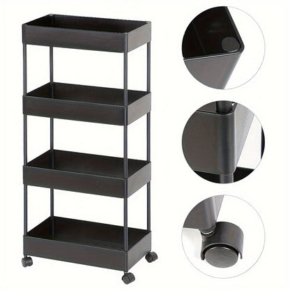Opbergrek – Opbergwagen – Opbergkast – Stellingkast – Opbergrek met Wieltjes – Smal 40x22x90 cm – Kunststof & Verplaatsbaar