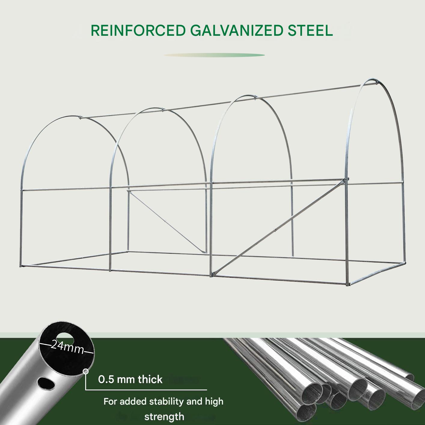 Tuinkas – Kweekkas – Plantenkas – Groentekas – Tunnelkas Groen – 8 m² – Gegalvaniseerd Stalen Frame 2,4 cm