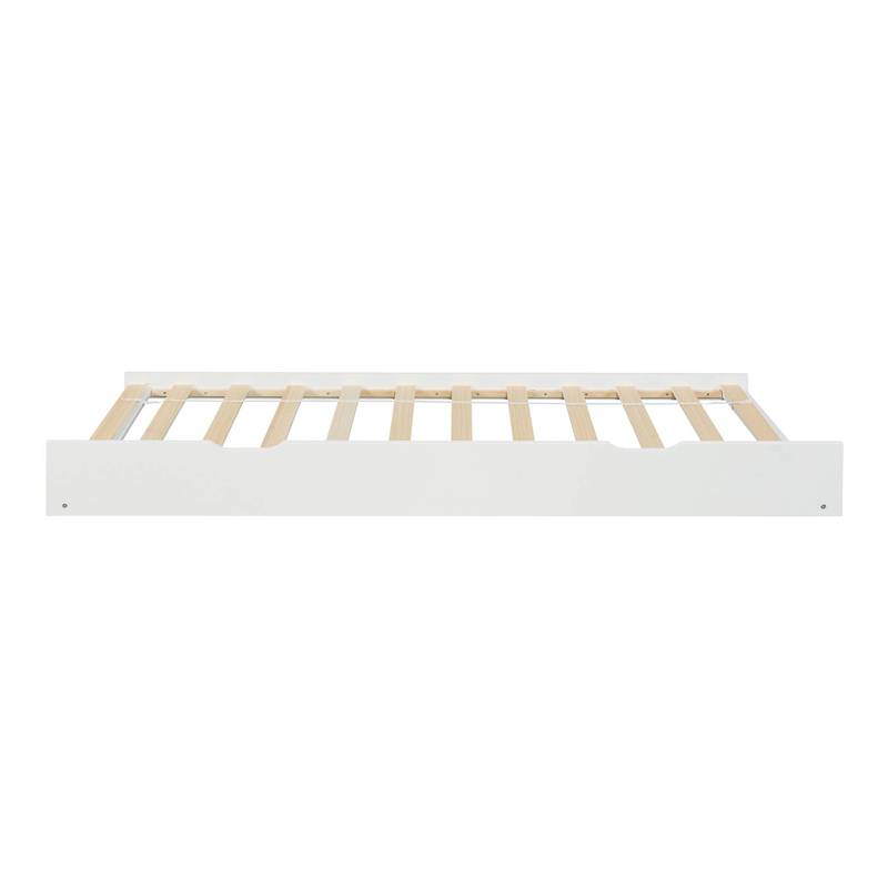 Uittrekbaar Onderschuifbed – Bedlade – Logeerbed – Opbergbed – Rolluikbed – Met Wieltjes – Massief Grenenhout – 197x94x22 cm – Wit