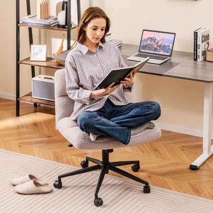 Bureaustoel – Bureaustoel Ergonomisch – Kantoorstoel – Werkstoel – Bureaustoel Thuis – Grijs – Verstelbare Hoogte 49-57 cm – Zacht Imitatie Schapenvacht Kussen
