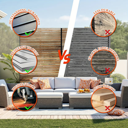 Schermwand – Privacywand – Kamerscherm – Scheidingswand – Tuinscherm – Vrijstaand – Duurzaam Metaal & Houtlamellen – 183x119 cm Zonder Elektriciteit