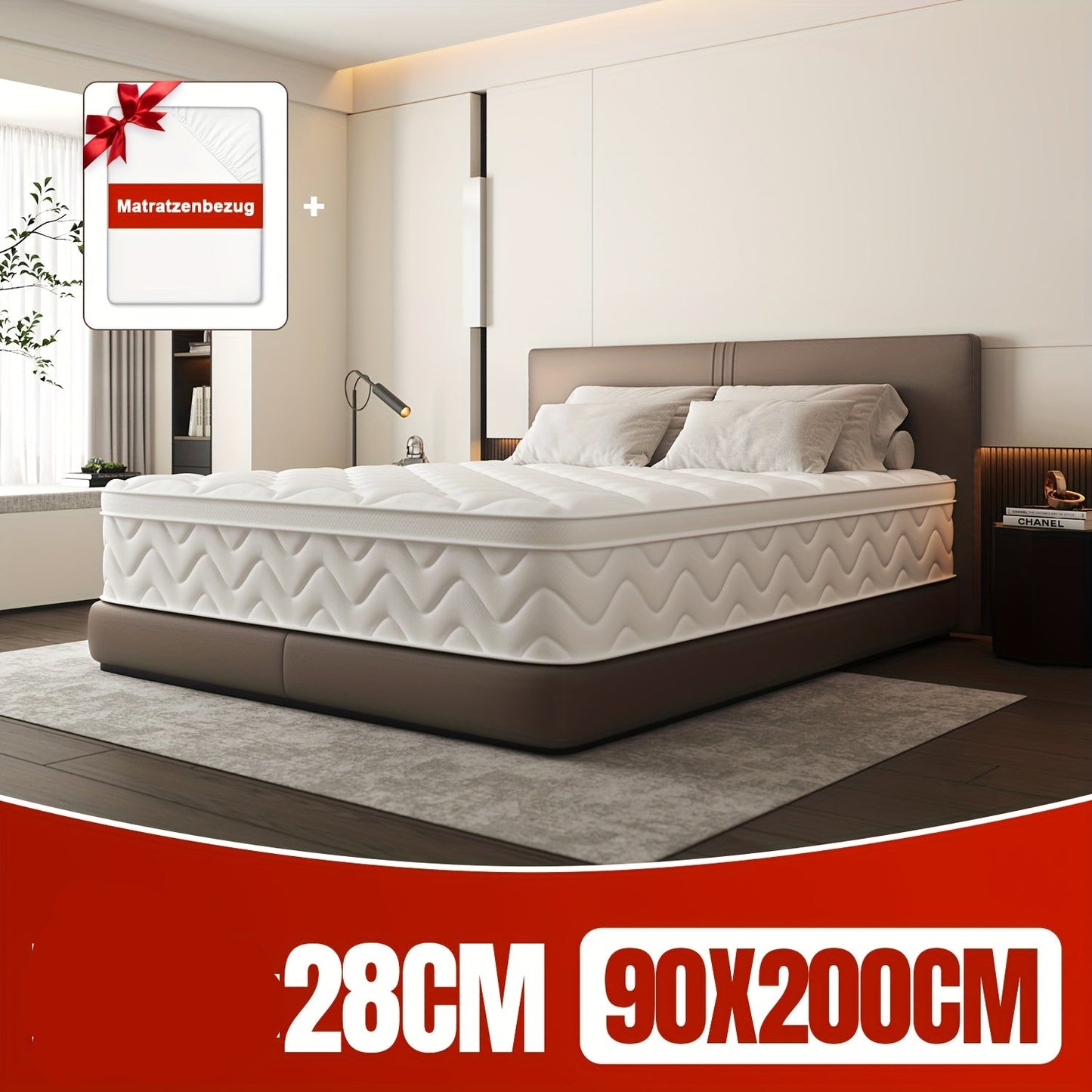 Matras – Matras Pocketvering – Matras 7-Zones – Matras Ergonomisch – Matras Stevig – 140x200 cm / 90x200 cm / 90x190 cm – H3 Stevigheid – Afneembare Wasbare Katoenen Hoes