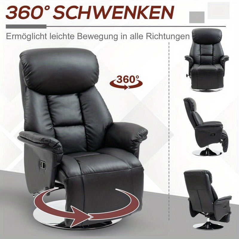 Relaxfauteuil – Recliner Stoel – Tv Stoel – Verstelbare Stoel – Relaxstoel – Handmatig Verstelbaar – Zwart Kunstleer – Max 150kg