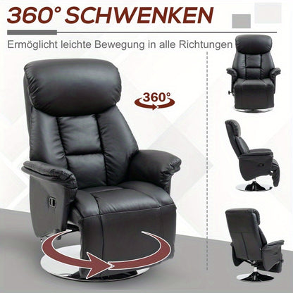 Relaxfauteuil – Recliner Stoel – Tv Stoel – Verstelbare Stoel – Relaxstoel – Handmatig Verstelbaar – Zwart Kunstleer – Max 150kg