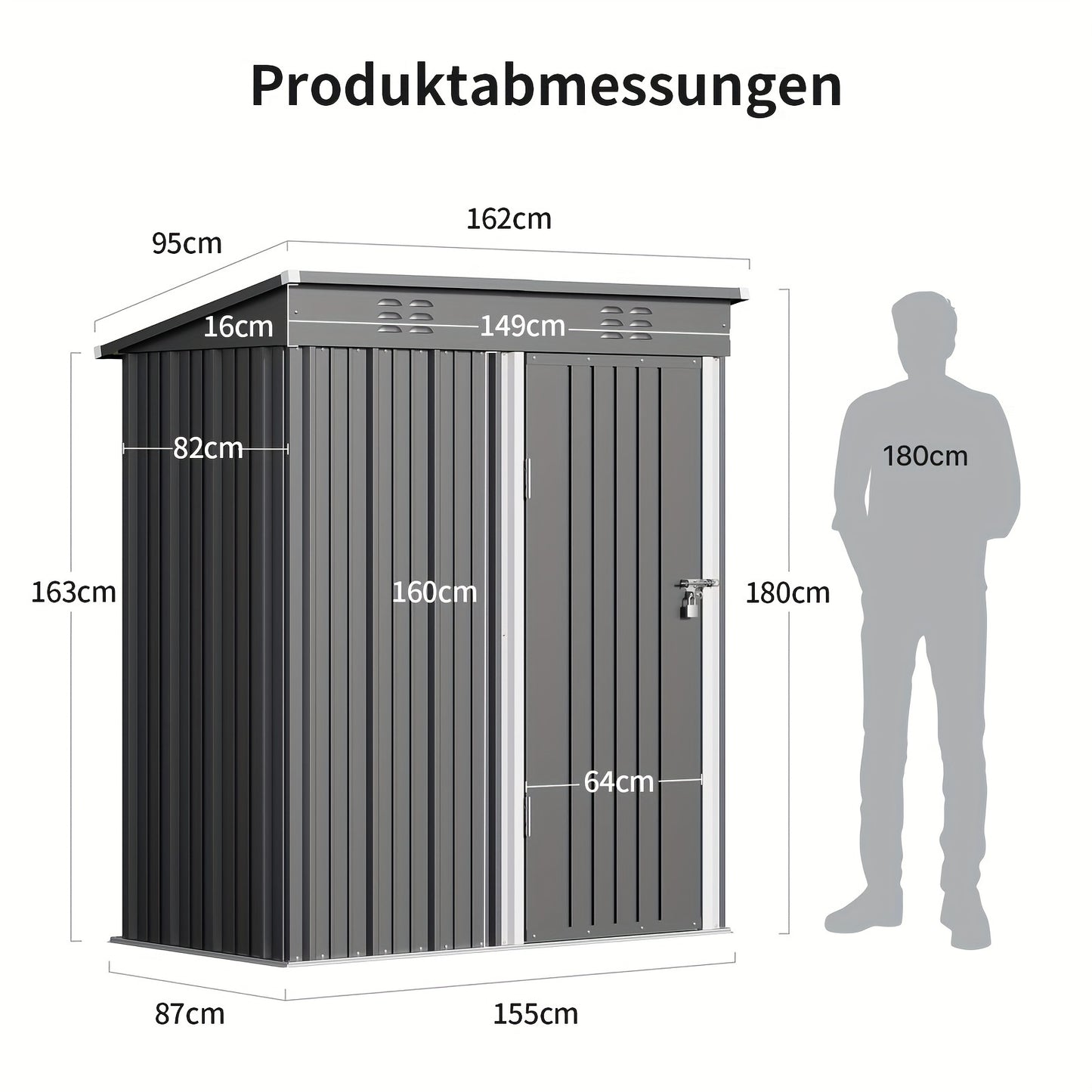 Tuinhuisje – Tuinschuur – Tuinberging – Gereedschapsschuur – Berging – Gegalvaniseerd Staal – 180x162x95 cm – Verplaatsbaar & Weerbestendig