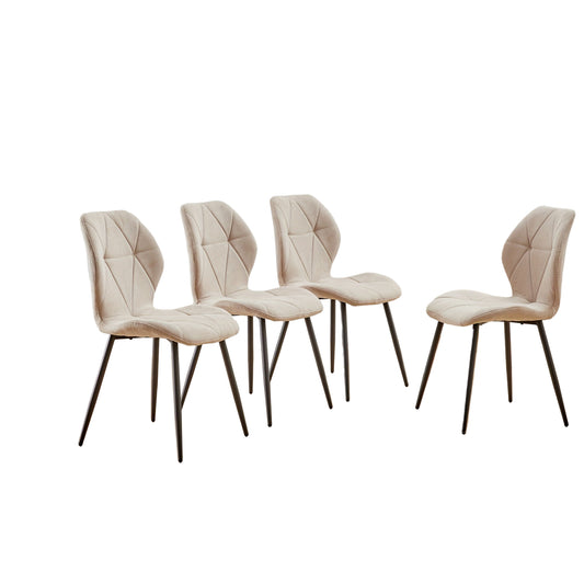 Eetkamerstoelen – Stoelen – Diningsstoelen – Keukenstoelen – Zithoekstoelen – Set van 4 Mid-Century Modern – Ergonomisch Zonder Armleuning – Linnen Bekleding Met Metalen Poten