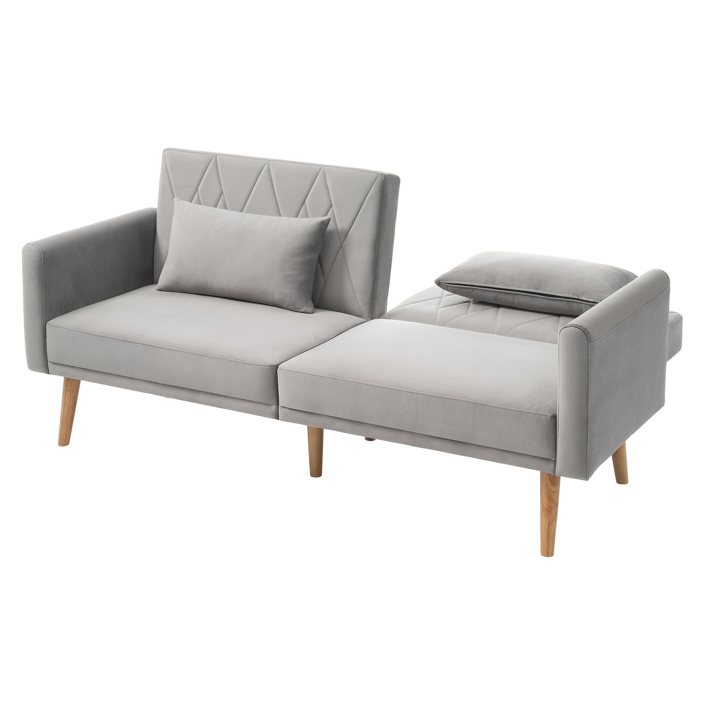 2-zitsbank – Loveseat – Slaapbank – Sofa – Compacte Bank – Verstelbare Rugleuning – Fluwelen Bekleding – Slaapfunctie – 180x75x82 cm – Inclusief Kussens