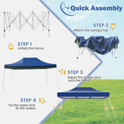 Partytent – Paviljoen – Easy-Up Tent – Vouwtent – Feesttent – 3x4,5 m – Waterafstotend Oxfordmateriaal – Verstelbare Hoogte