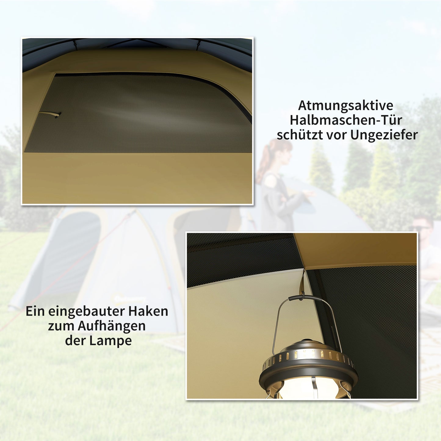 4-Persoons Tent – Kampeertent – Tunnel Tent – Buitentent – Waterdichte Tent – Lichtblauw – Ruim 3.45x2.4x1.3 m – Waterafstotend met Dubbele Deuren
