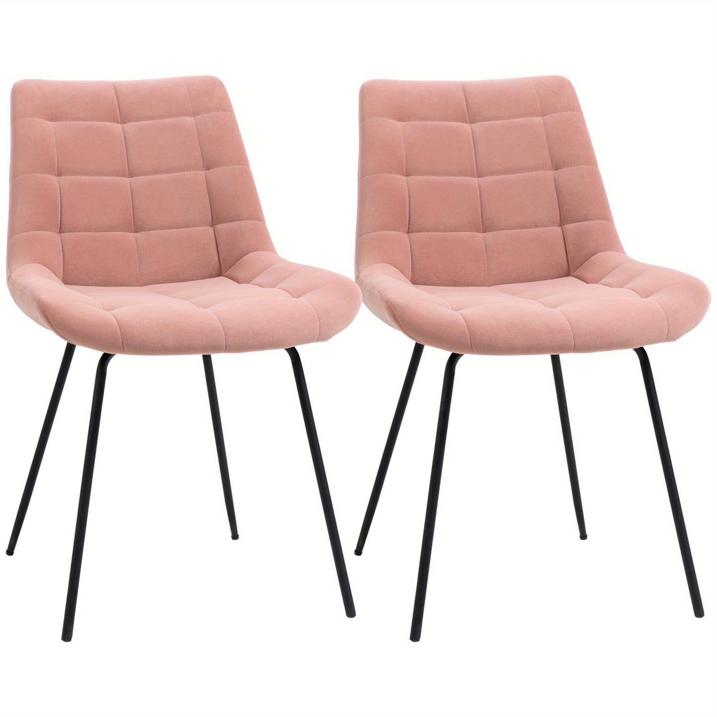 Eetkamerstoel – Keukenstoel – Stoel – Bistrostoel – Vintage Stoel – Set van 2 Roze – Comfortabele Schuimvulling – Stalen Poten