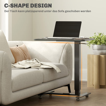Zitsta bureau – Zit-stand bureau – Sta bureau – Verstelbaar bureau – Elektrisch bureau – C-vormig design – Handmatig verstelbaar 70-110 cm – Met wieltjes en rem
