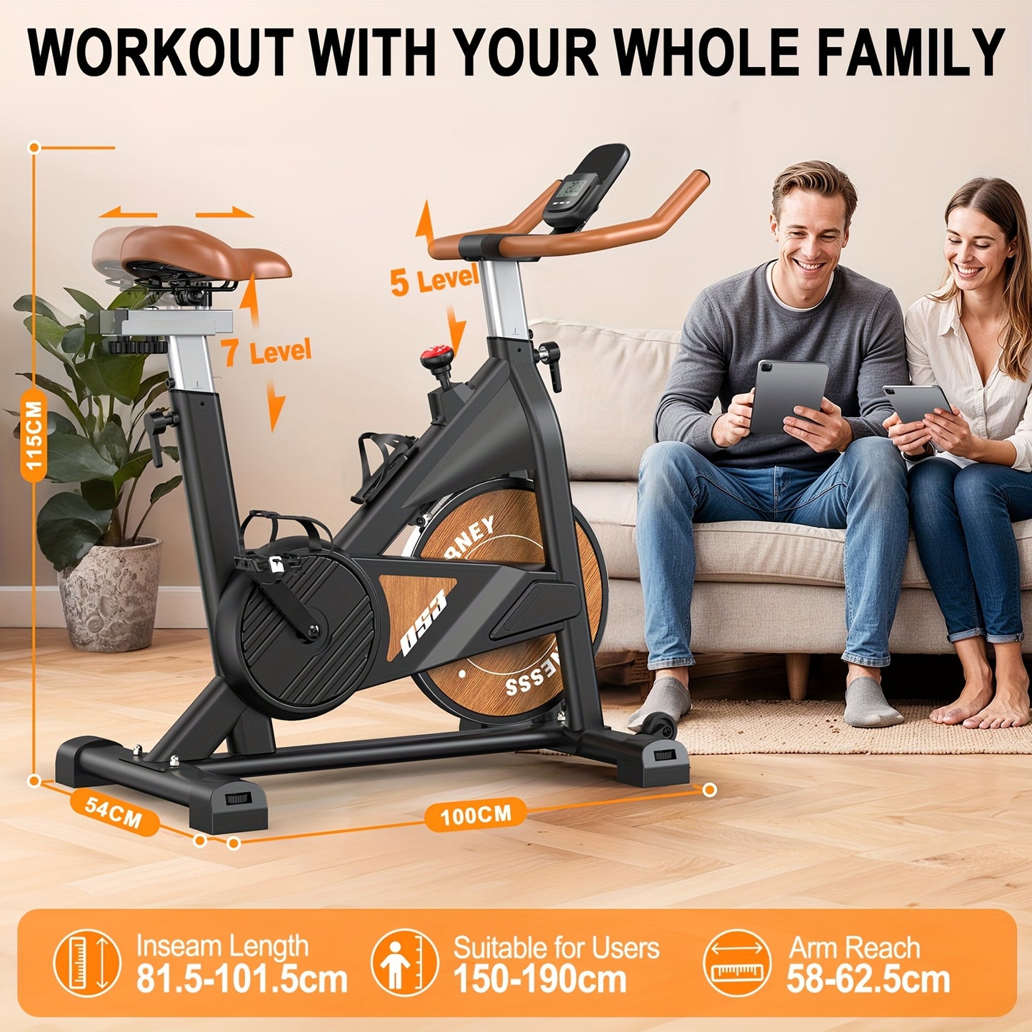 Magnetische Roeitrainer – Fitnessmachine – Hometrainer – Indoor Trainer – Sportapparaat – 16 Weerstandsniveaus – Compact Opvouwbaar – Oranje
