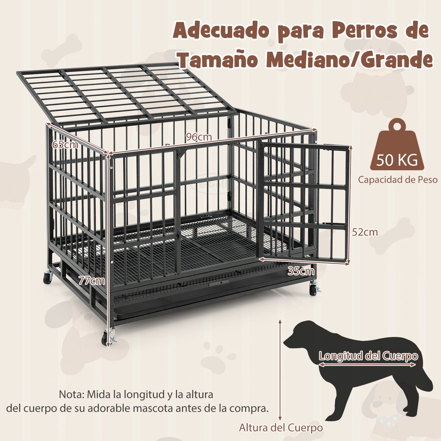Hondenbench – Klapbench – Hondenkooi – Metalen Bench – Dierenbench – Opvouwbaar – Zwaar Metalen Frame – Dubbele Beveiligde Slotensysteem