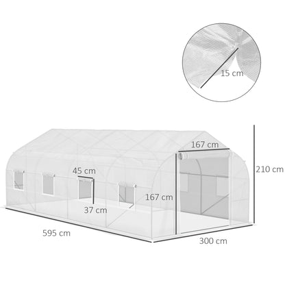 Tuinkas – Kassen – Serre – Groentekas – Tunnelkas – Wit – 600x300x200 cm – Gegalvaniseerd Metalen Frame – PE Doek 140 g/m²