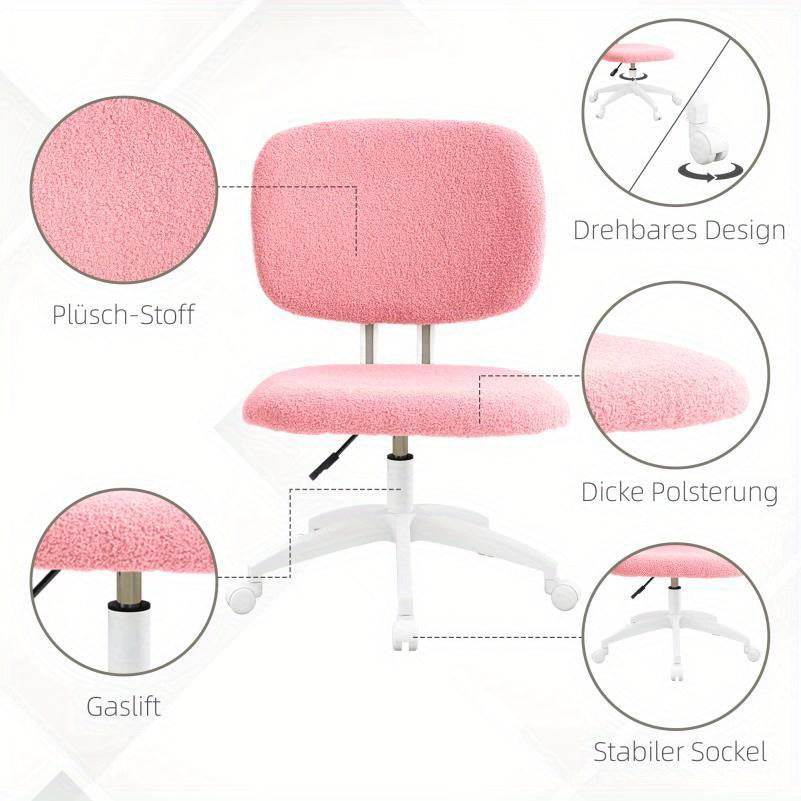 Ergonomische Bureaustoel – Kantoorstoel – Desk Chair – Werkstoel – Thuiswerkstoel – Verstelbaar Comfort – Fluwelen Bekleding Roze