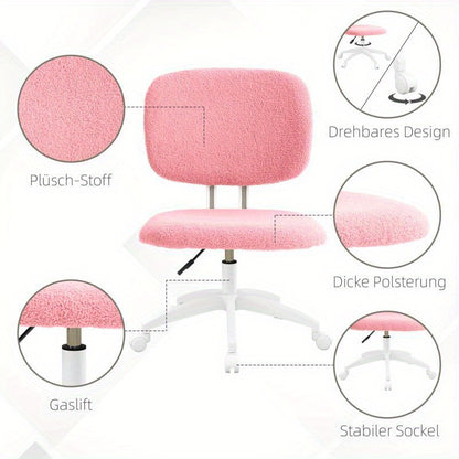 Ergonomische Bureaustoel – Kantoorstoel – Desk Chair – Werkstoel – Thuiswerkstoel – Verstelbaar Comfort – Fluwelen Bekleding Roze