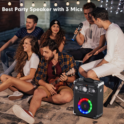 Draagbare Karaoke Machine – Karaoke Speaker – Party Speaker – Bluetooth Speaker – Muziekbox – Draadloos Met 2 Microfoons – RGB Verlichting – USB-C Snel Opladen
