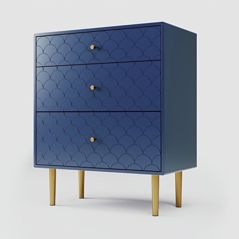 Ladekast – Ladenkast – Ladenkastje – Commode – Opbergkast – Navy Blauw – 3 Lades – Duurzaam Bamboe – Eenvoudige Montage