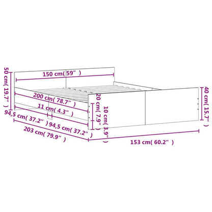 Moderne Bedombouw – Bedframe – Bedframe Met Hoofdbord – Ledikant – Slaapkamermeubelen – Sonoma Eiken – Stevig Hardhout – 150x200 cm