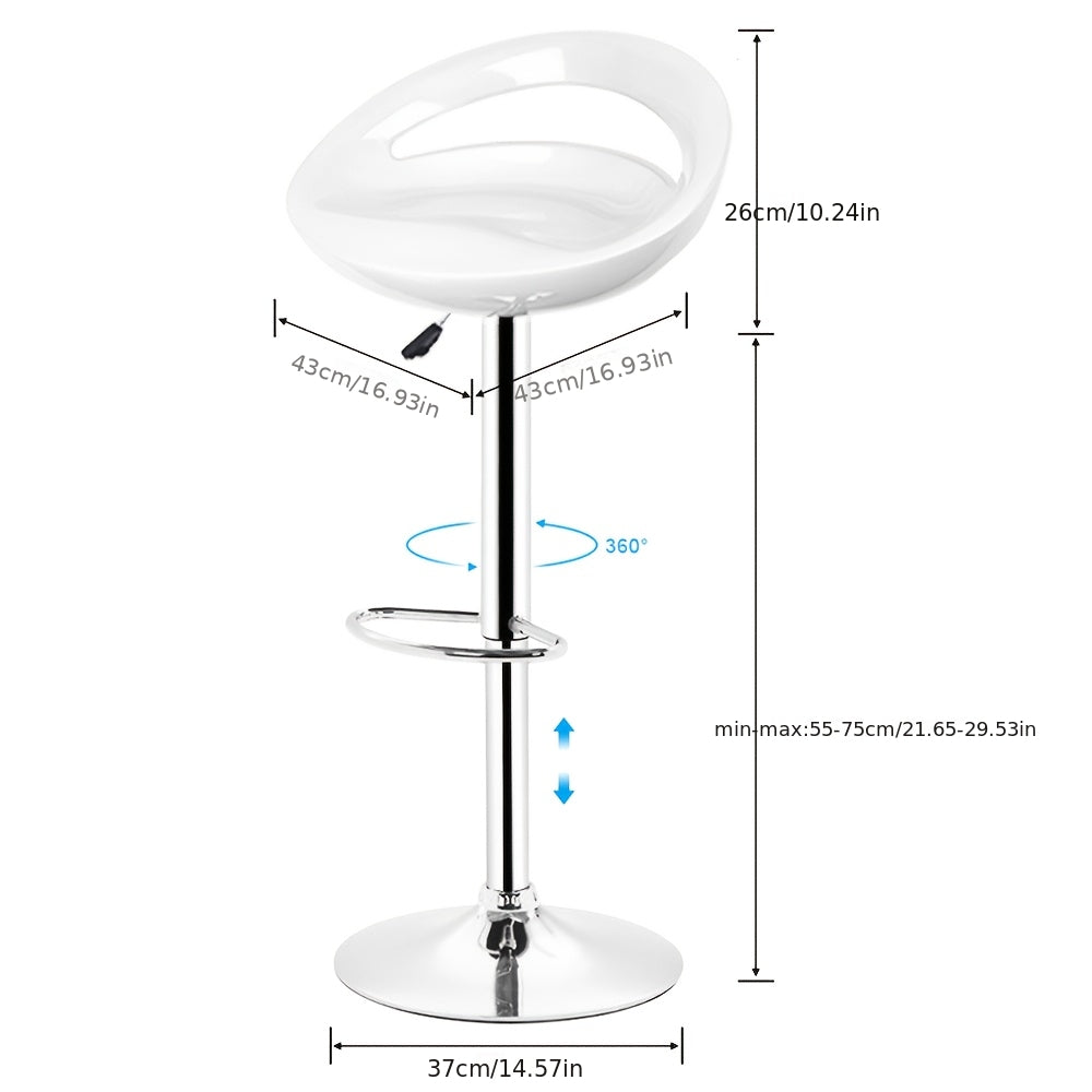 Barstoel – Barkruk – Barstoel Stoel – Keukenstoel – Barkrukken Set – Verstelbare Hoogte 81-101 cm – 360° Draaibaar – ABS Zitting Met Chroom Onderstel