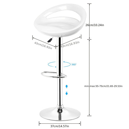 Barstoel – Barkruk – Barstoel Stoel – Keukenstoel – Barkrukken Set – Verstelbare Hoogte 81-101 cm – 360° Draaibaar – ABS Zitting Met Chroom Onderstel