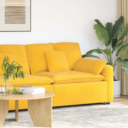 Modulaire Bank – Hoekbank – Sofa – Zithoek – Modulair Meubel – Lichtgeel – Corduroy Polyester – Stevig Metalen Frame