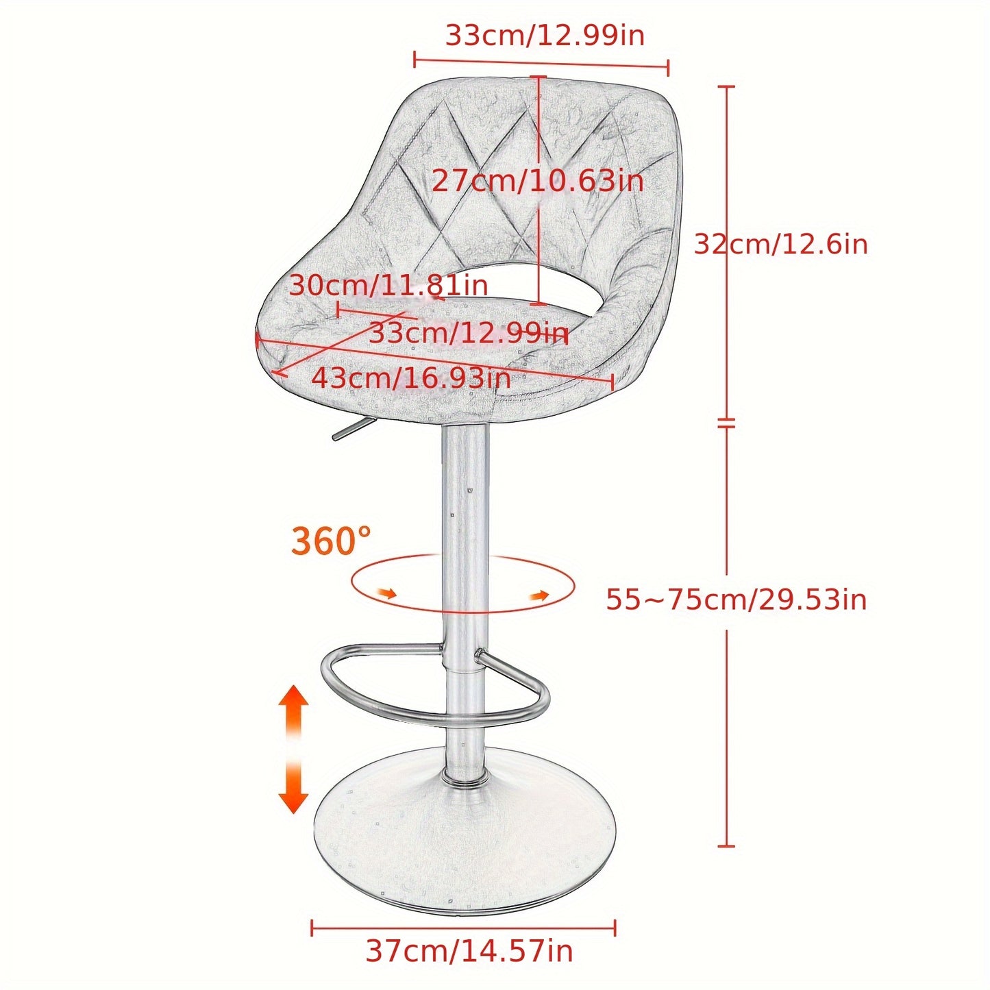 Velvet Barkrukken – Barkrukken Set – Keukenstoelen – Barstoelen – Verstelbare Barkrukken – Verstelbare Zithoogte 55-75 cm – Robuuste Zwarte Metalen Poten 150 kg Draagkracht