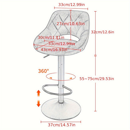 Velvet Barkrukken – Barkrukken Set – Keukenstoelen – Barstoelen – Verstelbare Barkrukken – Verstelbare Zithoogte 55-75 cm – Robuuste Zwarte Metalen Poten 150 kg Draagkracht